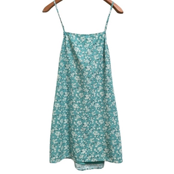 AE American Eagle Linen Blend Floral Tie Back Mini Dress in Mint, Size Small - Picture 5 of 13